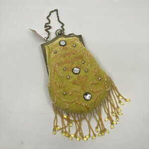 NWT MAGGI B Boho Beaded Womens Purse Velvet Rhinestone Fringe 20s Flapper Style